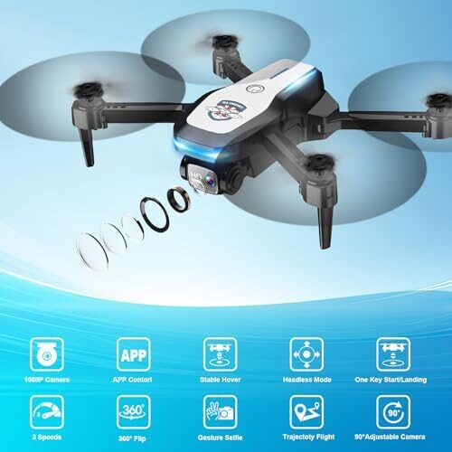 Drone with Camera 1080P FPV Foldable Drone for Beginners, Mini Drone with Altitude Hold, One Key Take Off/Land, Trajectory Flight, 3D Flip, 3 Speeds, Gravity Control,Toys for Boys Girls