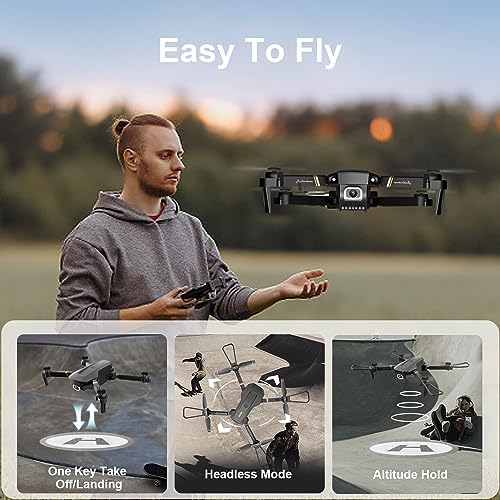 4DV4 Drone with 1080P Camera for Adults Kids,FPV HD Live Video RC Quadcopter Helicopter Toys Gifts,Altitude Hold, Waypoints,3D Flip,Headless Mode,2 Batteries,Carrying Case,Black - Image 3