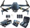 Brushless Super Endurance Foldable Drone with Camera for Beginners–60+ min Flight Time, WiFi FPV Quadcopter with 120°Wide-Angle 4K HD Camera, Brushless Motor, Auto Hover, Follow Me (2 Batteries)