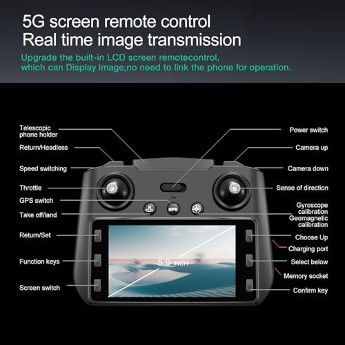 Drone with Camera 4k, GPS HD Drones for Adults,5G Remote Controller with 5.9 Inch Screen, Obstacle Avoidance Drones, 3 Battery 60 Mins Flight, Professional Drone,White - Image 3