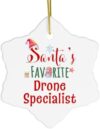 Santa's Favorite Drone Specialist Snowflake Ornament for Employee Drone Pilot Drone Operator Coworker Remote Pilot, Merry Xmas New Year 2024 2025 2026, Ceramic