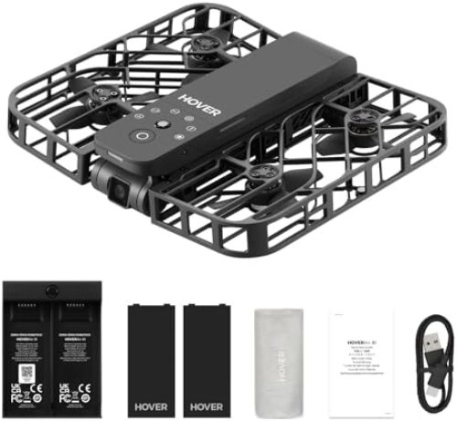 X1 Drone with Camera, Self-Flying Camera Drone with Follow Me Mode, Foldable Mini Drone with HDR Video Capture, Palm Takeoff, Intelligent Flight Paths, Hands-Free Control Black (Combo Plus)