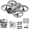 Drone with Camera 1080P for Kids Adults, Mini HD FPV Drone Kit, w/ 2 Batteries, One Key Take Off/Land, Altitude Hold, Headless Mode, 360°Flip, Gestures Selfie, 3 Speed Mode, Waypoint Fly -Gray