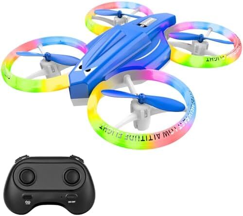 Drone, Mini Drone for Kid and Beginner with Led Light, Small Indoor Rc Drone with 360 Flip, 2 Batteries, One Key Take Off Landing, Kids Flying Toy Gift for Boy and Girl(Dark Blue)