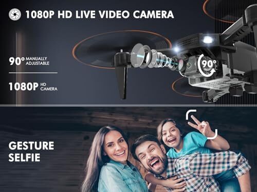 AVIALOGIC Mini Drone with Camera for Kids, Remote Control Helicopter Toys Gifts for Boys Girls, FPV RC Quadcopter with 1080P HD Live Video Camera, Altitude Hold, Gravity Control, 2 Batteries, Black