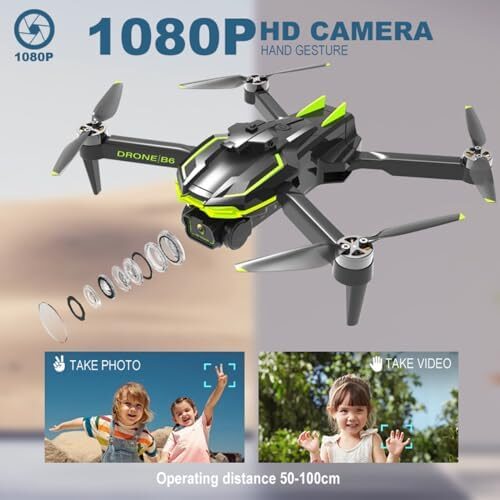 Drone with Camera 1080P HD for Beginners, Brushless Motor Drone with 45 Mins Long Flight Time Altitude Hold Obstacle Avoidance RC Quadcopter Toys Gifts For Kids Adults, Green