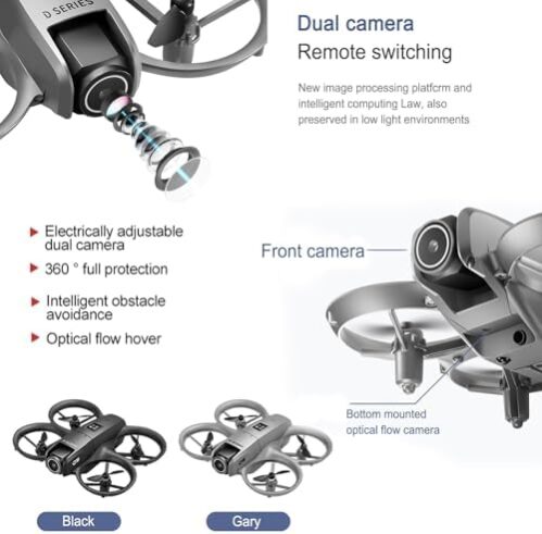 Drone with Camera 1080P for Kids Adults, Mini HD FPV Drone Kit, w/ 2 Batteries, One Key Take Off/Land, Altitude Hold, Headless Mode, 360°Flip, Gestures Selfie, 3 Speed Mode, Waypoint Fly -Black