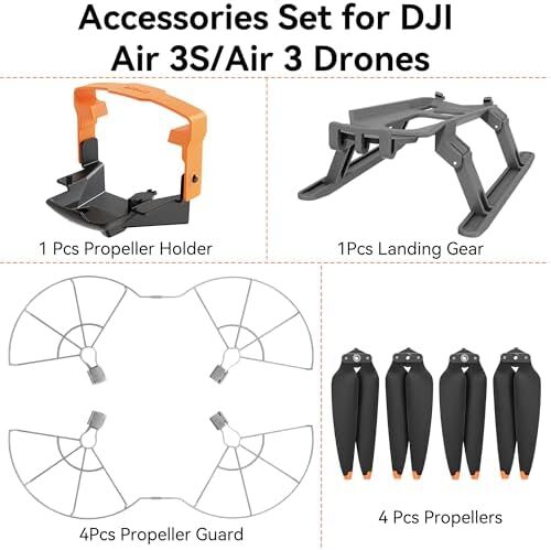 Propellers for DJI Air 3S Drone – 4Pcs Accessories Set with Propeller Guard Protector Landing Gear Low Noise Blades for DJI Air 3/Air 3S Drone Accessories Bundles