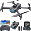 Remote Control FPV Drone with 1080P Camera for Kids and Adults Beginners, Foldable Quadcopter with Carrying Case, Adjustable Len, Gestures Selfie, Brushless Motor, Altitude Hold, 3D Flips, Voice Control, One Key Take Off/ Land, Waypoint Fly, Optical Flow Positioning, RC Toys Gifts for Boys Girls