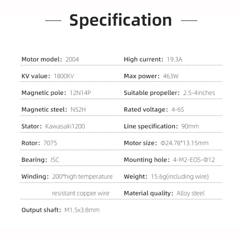 HGLRC Specter 2004 1800KV Brushless Motor 4-6S for 3.5 4 5 inch Micro FPV Racing Drone(1PCS) - Image 7