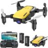 X300C Mini Drone with Camera 720P HD FPV, RC Quadcopter Foldable, Altitude Hold, 3D Flip, Headless Mode, Gravity Control and 2 Batteries, Gifts for Kids, Adults, Beginner, Yellow