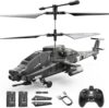 DEERC Apache RC Helicopter for Kids & Adults, Military Remote Control Helicopter Toy with LED Lights, 2 Batteries & USB-C Charging, 26 Mins Flight, Altitude Hold, Gift for Boys Ages 8-12