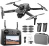 5G HD Dual Camera GPS Drone with 360° Laser Obstacle Avoidance,3,280ft RC Range, Brushless Motor, Optical Flow Positioning, Follow Me, Circle Fly, Return Home, Low Voltage Protection, APP Control, 4.5 Inch Screen, 7.4V 3000mAh 2 Batteries (30 Min Flight), ABS Durable, 4GB SD Card, Carry Case, 8 Propellers, Type-C Charging Cable, Beginner-Friendly FPV RC Quadcopter