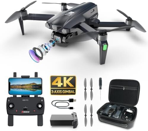 BEZGAR BD901 Drones with Camera for Adults 4K Long Range - Foldable Mini Drone with 4K Video, 3-Axis Gimbal, 3KM Transmission, 23 Mins Flight Time, Return To Home, Follow Me, Hobby RC Quadcopters