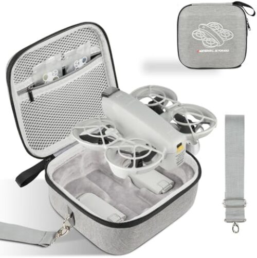 GAGITERVR N2 Small Neo Hard Carrying Case, Travel Shoulder Bag with Soft Lining, Portable Protection for Dji Neo Drone, Up to 3 Flight Batteries & Accessories, Ideal for Trip and Home Storage, Gray