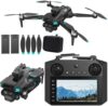 Drone For Adult,4.5" Screen,5G Remote Controller With Camera,6K HD Camera FPV Live Video,Altitude Hold Gesture Selfie One Key Take Off Landing 3D Flips Waypoint Fly Drone (2 Batteries)