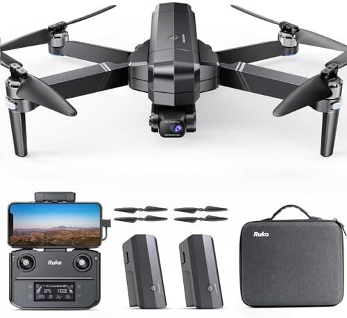 Ruko F11GIM2 Drones with Camera for Adults 4K, 64Mins Flight Time, Gimbal & EIS 4K Camera, 16404ft Digital video Transmission, GPS Auto-return Professional Quadcopter, Level 6 Wind Resistance