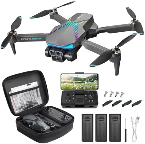 Drone with Camera for Adults, 1080P FPV Drones for kids and Beginners with Brushless Motors, Upgrade Altitude Hold, 90Β° Adjustable Lens, Gestures Selfie, 60 Mins Fly Time
