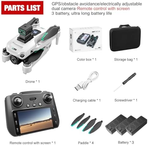Drone with Camera 4k, GPS HD Drones for Adults,5G Remote Controller with 5.9 Inch Screen, Obstacle Avoidance Drones, 3 Battery 60 Mins Flight, Professional Drone,White - Image 8