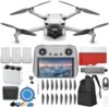 DJI Mini 3 Drone (DJI RC) - & Fly More Kit Lightweight and Foldable 34-min Flight Time Camera Drone Bundle with Built in Monitor, with 128 GB SD, 3.0 USB Card Reader, Landing Pad, Backpack and More