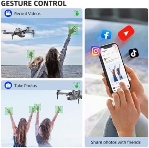 Drone with Camera 1080P HD FPV Foldable Mini Drone for Beginners Kids Adults, Drone with One Key Take Off/Landing, Gesture Selfie, Altitude Hold, 3D Flip, Easy to Fly, 2 Batteries, Toys for Boys Girls