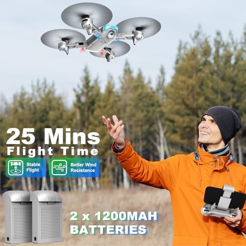 Drone with Camera - Foldable Drone for Begniners with 1080P FPV Camera, Upgrade Altitude Hold, Gestures Selfie, Waypoint Fly, Headless Mode, 3D Flip, One Key Start, 3 Speed Mode, Circle Fly, 2 Batteries - Image 4