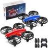 TOMZON A24 Mini Drone for Kids with Battle Mode, Kids Drone with Throw to Go, High Speeds Rotation, Self Spin & 3D Flip, RC Quadcopter with Altitude Hold, Headless Mode, 4 Batteries, Red & Blue 2 Pack