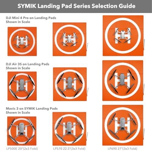 SYMIK LP500 Drone Landing Pad 20 inch (50cm) Double-Sided Waterproof (2×3 fold) Fast-Fold Helipad Weighted Drone Launch Pad for DJI Mavic 4 Pro / Flip / Neo / Mini 4k / Mini 4 Pro / Mini 3 / Air 3S / Avata 2 / Mavic 3 Pro