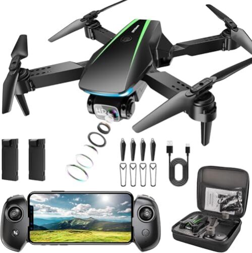 Mini Drone with Camera - 1080P HD Foldable Drone with Stable Hover, Gravity Control, Auto-Follow, Trajectory Flight, 90° Adjustable Lens, One Key Take Off/Land, 3D Flip, Drones for Adults