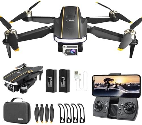 Super Enduring Brushless Motor Drone with Camera for Beginners, CHUBORY A68 WiFi FPV Quadcopter with 2K HD Camera, Auto Hover, 3D Flips, Headless Mode, Trajectory Flight, 2 Batteries, Carrying Case