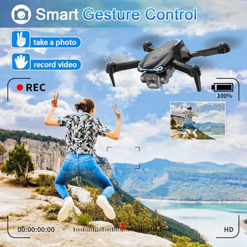 Drone with Camera 1080P HD, FPV Foldable Drone for Adults Kids, One-Key Take Off/Landing, 3D Flips, Altitude Hold, Speed Adjustment, Headless Mode, 2 Batteries, Toys Gifts for Boys Girls - Image 3