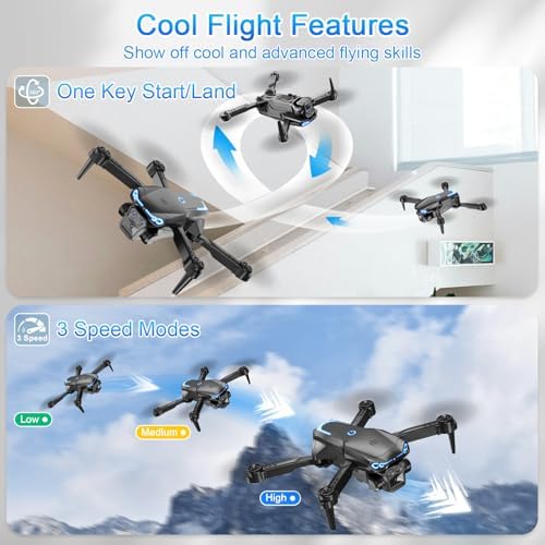 Drone with Camera 1080P HD, FPV Foldable Drone for Adults Kids, One-Key Take Off/Landing, 3D Flips, Altitude Hold, Speed Adjustment, Headless Mode, 2 Batteries, Toys Gifts for Boys Girls - Image 6