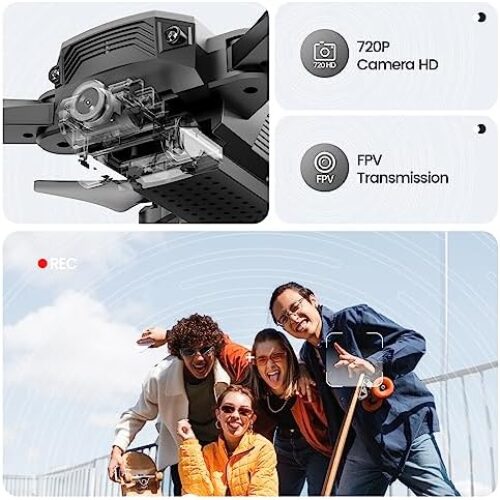 DEERC D20 Mini Drone for Kids with 720P HD FPV Camera Remote Control Toys Gifts for Boys Girls with Altitude Hold, Headless Mode, One Key Start Speed Adjustment, 3D Flips 2 Batteries, Silver