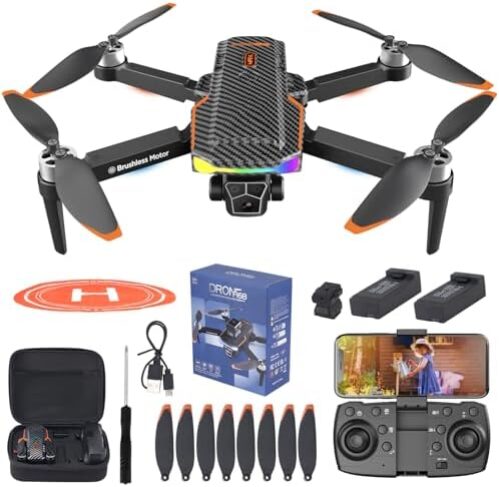 Drone with Camera for Adult Beginners and Kids,Foldable FPV,Brushless Motor,One Key Take Off/Land, Optical Flow Positioning, 360° Flip, Waypoint Fly,2Battery,Gift for adults,kids,beginners