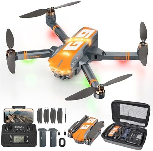 GPS Drones with 4K Camera for Adults with Brushless Motor and Follow Me Mode,Long Flight Time and Distance,5G FPV Transmission and Auto Return,G9 Foldable RC Quadcopter for Beginner and Kids,Under249g (Dark gray)