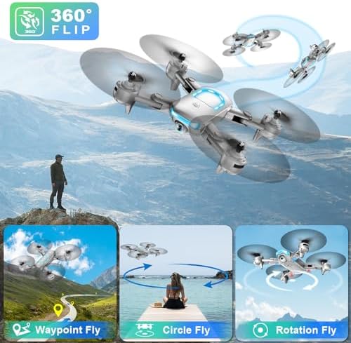 Drone with Camera - Foldable Drone for Begniners with 1080P FPV Camera, Upgrade Altitude Hold, Gestures Selfie, Waypoint Fly, Headless Mode, 3D Flip, One Key Start, 3 Speed Mode, Circle Fly, 2 Batteries - Image 5