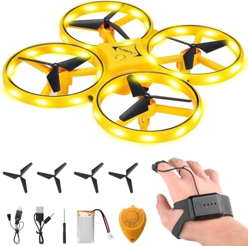 2025 Upgraded Hand Controlled Drone for kids,Somatosensory aircraft with Smart Watch Controlled, Gesture sensing aircraft Cool LED Remote Control Drone 360° Flips,quadcopter,Toys Gifts for Boys and Girls