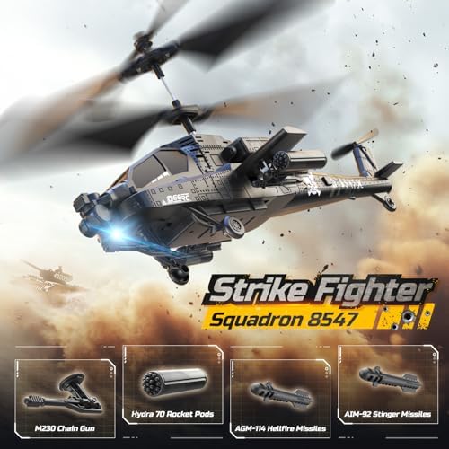 DEERC Apache RC Helicopter for Kids & Adults, Military Remote Control Helicopter Toy with LED Lights, 2 Batteries & USB-C Charging, 26 Mins Flight, Altitude Hold, Gift for Boys Ages 8-12 - Image 2