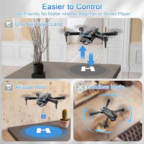 Drone with Camera 1080P HD, FPV Foldable Drone for Adults Kids, One-Key Take Off/Landing, 3D Flips, Altitude Hold, Speed Adjustment, Headless Mode, 2 Batteries, Toys Gifts for Boys Girls - Image 5