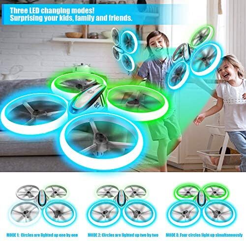 Q9s Drones for Kids,RC Drone with Altitude Hold and Headless Mode,Quadcopter with Blue&Green Light,Propeller Full Protect,2 Batteries and Remote Control,Easy to fly Kids Gifts Toys for Boys and Girls