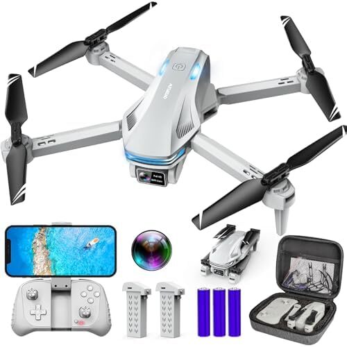 Drone with Camera for Adults, HD FPV Drones with Upgrade Altitude Hold, One-Key Take Off/Landing, Voice Control, Headless Mode, 2 Batteries, Toys Gifts for Teen Boys Girls, Beginner