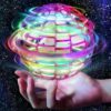 2025 Flying Orb Ball Toy, Galaxy Boomerang Hover Ball Led Lights Mini Drone Globe Hand Controlled Flying Ball Toys Cool Toys Gift for 6 7 8 9 10+ YearOld Boys Girls Teens Outdoor Toys(Purple)