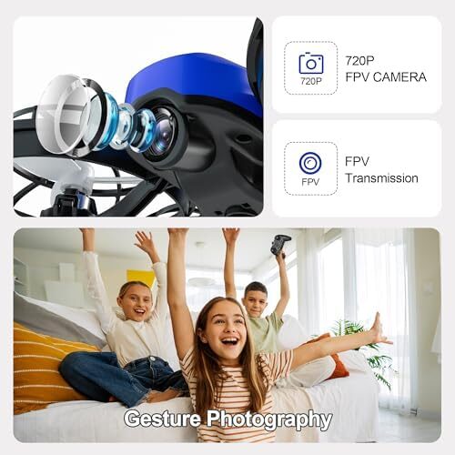 Drones for Kids with Camera,Rc Drone Indoor Small Helicopter,Birthday Gifts for Boys and Girls Beginners Friendly,Mini Quadcopter Toy With 2 Batteries,Propeller Full Protect,Altitude Hold