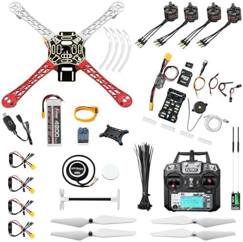 HAWK'S WORK F450 Drone Kit to build, DIY Quadcopter Set, Frame + Pixhawk + GPS + Power Module + ESC + Brushless Motor + Prop + Battery + RC Transmitter & Receiver + Accessory + Guild Book & Video (A)