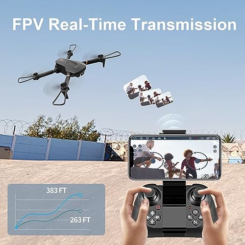 4DV4 Drone with 1080P Camera for Adults Kids,FPV HD Live Video RC Quadcopter Helicopter Toys Gifts,Altitude Hold, Waypoints,3D Flip,Headless Mode,2 Batteries,Carrying Case,Black - Image 6