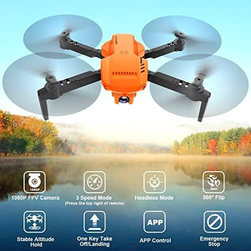 Drones for Adults – Drone with camera 1080P HD, FPV Foldable Drone with Carrying Case, 2 Batteries, 90° Adjustable Lens, One Key Take Off/Land, Altitude Hold, 360° Flip