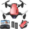 X300C Mini Drone With Camera 720P HD FPV, RC Quadcopter Foldable Drone, Mini Drone With Altitude Hold, 3D Flip, Headless Mode, Gravity Control and 2 Batteries, Gifts for Kids, Adults, Beginner, Red