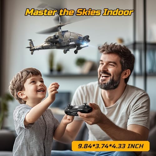 DEERC Apache RC Helicopter for Kids & Adults, Military Remote Control Helicopter Toy with LED Lights, 2 Batteries & USB-C Charging, 26 Mins Flight, Altitude Hold, Gift for Boys Ages 8-12 - Image 7