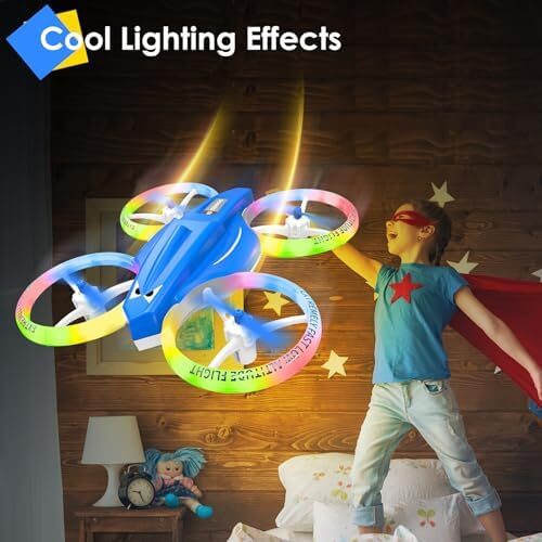 Drone, Mini Drone for Kid and Beginner with Led Light, Small Indoor Rc Drone with 360 Flip, 2 Batteries, One Key Take Off Landing, Kids Flying Toy Gift for Boy and Girl(Dark Blue)