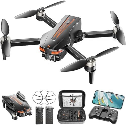 Drones with Camera 4K for Adults Kids, Brushless Motor Mini Drone, Foldable FPV RC Drone with Propeller Guards, One Key Take Off/Land, Gravity/Voice Control, Anti-Lost Alarm, Gift for Men, Boys